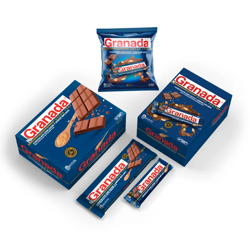 Tableta de Chocolate con Arroz Inflado - familia completa de presentaciones