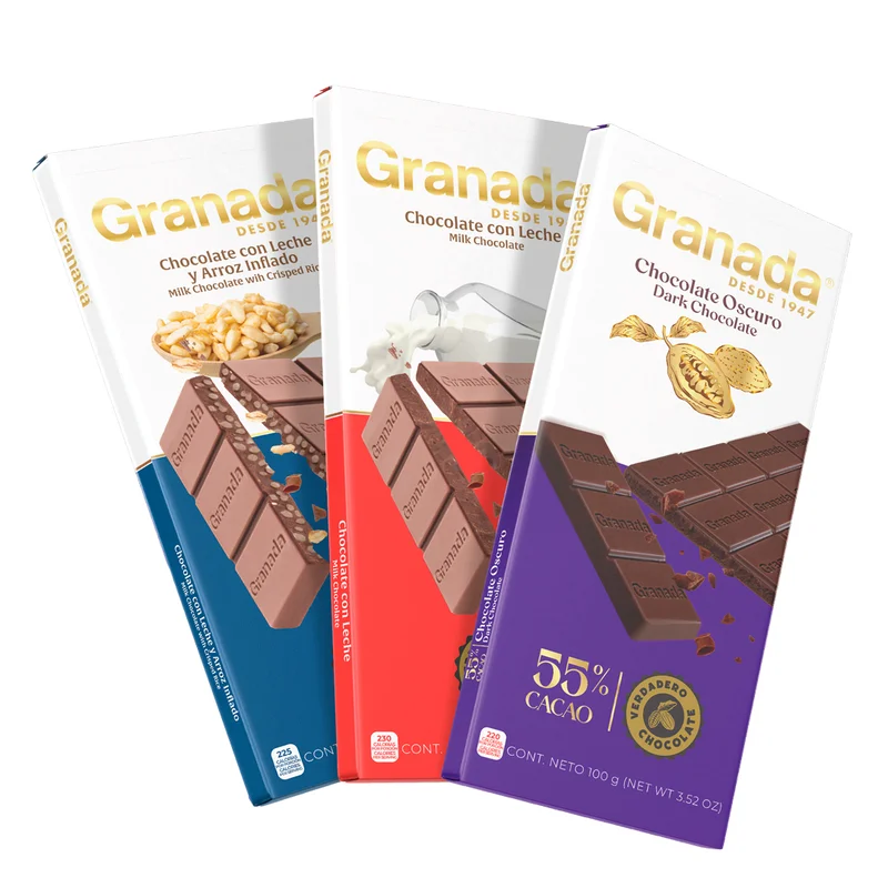Tabletas de Chocolate 100g - Leche, Arroz Inflado y Oscuro