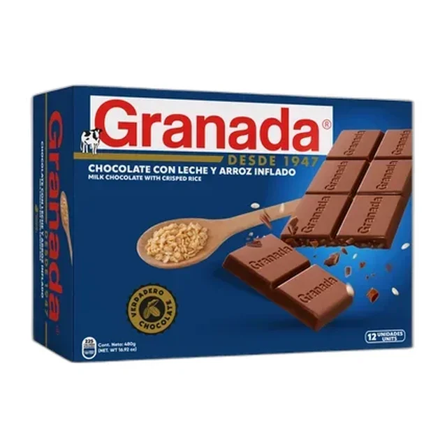 Tableta de Chocolate con Arroz Inflado 12 unidades
